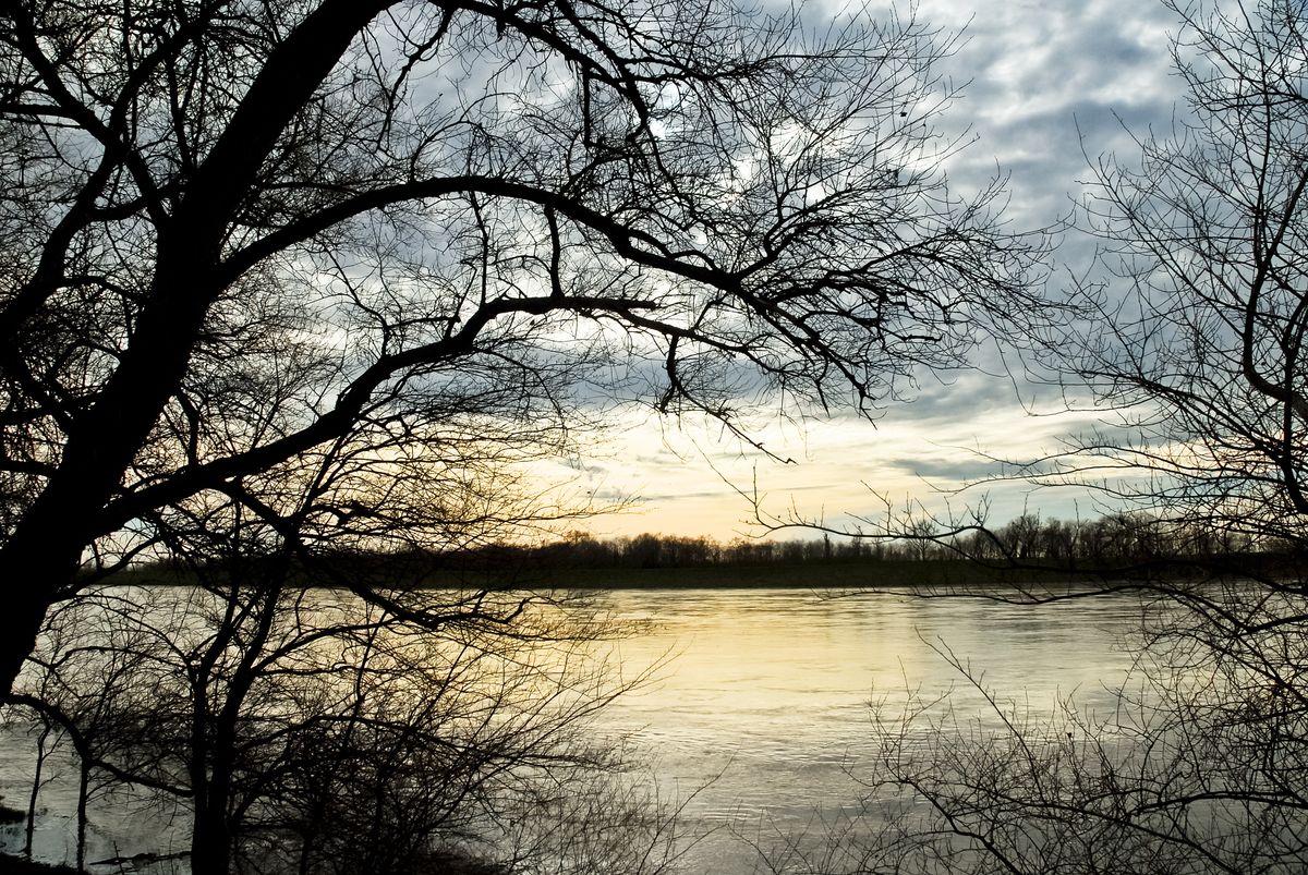 En hiver, la Loire en crue près d'Orléans