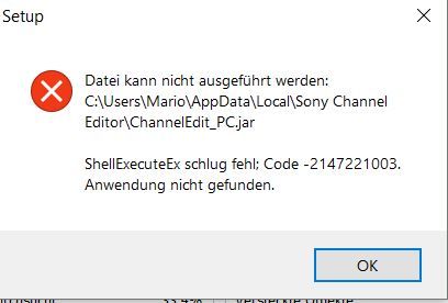 Fehlermeldung Sony Channel editor Installer.JPG