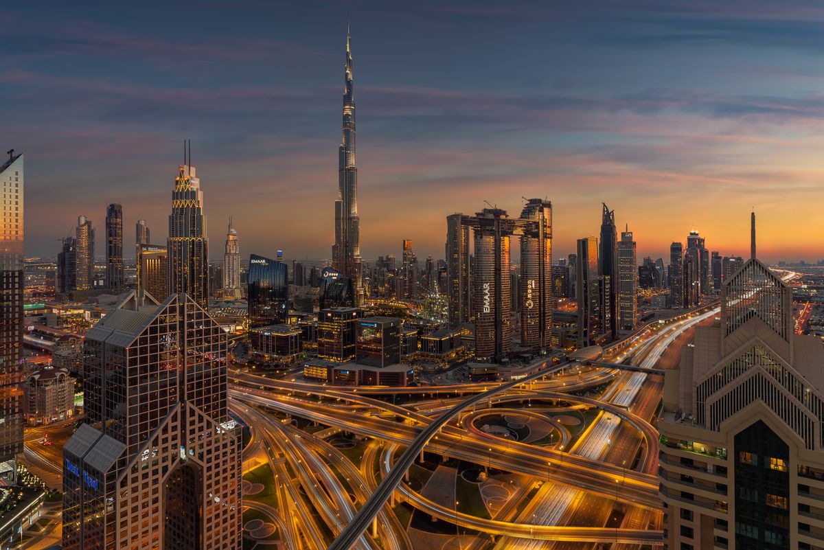 Dubai downtown rush hour.