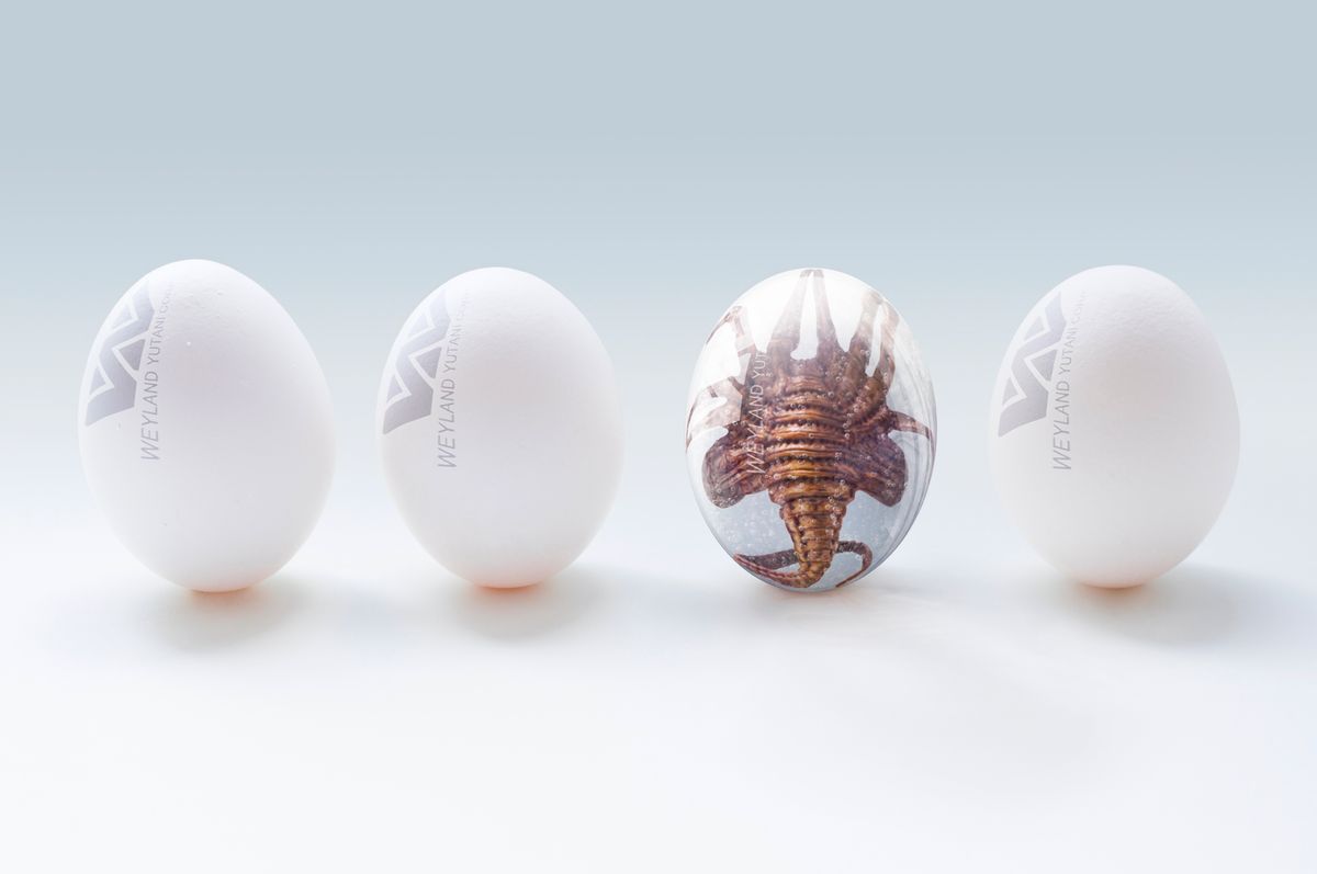 Each and every day the biologists and engineers at Weyland Yutani Corporation apply science, technology and an unparalleled global network of resources for the benefit of all humanity. Here at Weyland Yutani we are dedicated to Building Better Worlds free from hunger and disease. Today we are proud to present to you a new product from our range of healthy foods. We are all aware of the health benefits the humble chicken egg provides us but they have their shortcomings. Our scientists have improved the humble egg by placing alien DNA inside the egg. Each egg is free from cholesterol, low in fat, rich in vitamins and minerals and provide five times more protein than the common egg. And of course 'foodys' will truly appreciate the unique taste of our chicken-alien hybrid egg! Weyland Yutani, building better worlds through better food.